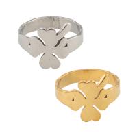 Edelstahl Fingerring, 304 Edelstahl, vierblättriges Kleeblatt, plattiert, unisex, keine, Größe:6.5, verkauft von PC