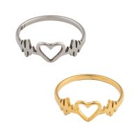 Edelstahl Fingerring, 304 Edelstahl, Herz, plattiert, unisex, keine, Größe:6.5, verkauft von PC