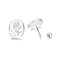 Sterling Silver Stud Earring, argent sterling 925, bijoux de mode & avec le motif de fleurs & pour femme, argent Vendu par paire