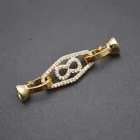 Brass Hook and Eye Clasp, gold color plated, DIY & micro pave cubic zirconia 