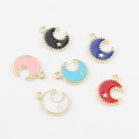 Zinc Alloy Enamel Pendants, Moon, gold color plated, DIY Approx 