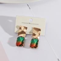 Pendientes Gota de Cristal, aleación de zinc, con Cristal, Joyería & para mujer, más colores para la opción, 37mm, Vendido por Par