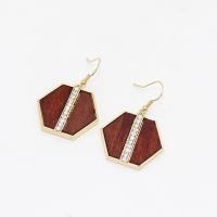 Wood Earring, цинковый сплав, с деревянный, ювелирные изделия моды & Женский & со стразами продается Пара