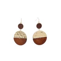 Wood Earring, цинковый сплав, с деревянный, ювелирные изделия моды & Женский, 75mm, продается Пара