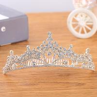 Tiaras nupciales, aleación de zinc, chapado en color de plata, Joyería & para mujer & con diamantes de imitación, diámetro interior:aproximado 136mm, Vendido por UD