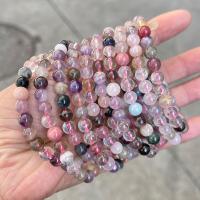 Quartz Bracelets, Amethyst, with Strawberry Quartz & Rose Quartz, Round, polished, fashion jewelry & for woman, mixed colors, 6mm Approx 18 cm 