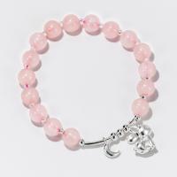 Quartz Bracelets, 925 Sterling Silver, with Rose Quartz, fashion jewelry & for woman, 17cm 