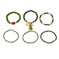 Pulseras de ágata verde, Ágata verde, con aleación de zinc, 6 piezas & Joyería & para mujer, longitud:aproximado 7.09 Inch, Vendido por Set