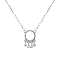 Zircon cubique Micro Pave collier en argent sterling, argent sterling 925, Attrapeur de rêves, Placage, pavé de micro zircon & pour femme, argent, 40-45CM, Vendu par PC