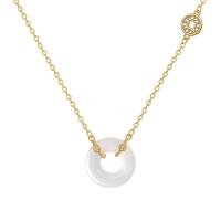 Zircon cubique Micro Pave collier en argent sterling, argent sterling 925, avec blanc calcédoine, Placage, pavé de micro zircon & pour femme, plus de couleurs à choisir, 40-45CM, Vendu par PC