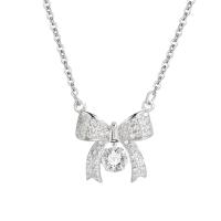 Zircon cubique Micro Pave collier en argent sterling, argent sterling 925, avec 5CM chaînes de rallonge, papillon, Placage, pavé de micro zircon & pour femme, plus de couleurs à choisir Environ 40 cm, Vendu par PC