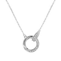 Zircon cubique Micro Pave collier en argent sterling, argent sterling 925, Placage, pavé de micro zircon & pour femme, couleur platine, 40-45CM, Vendu par PC