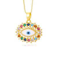 Collier Evil Eye bijoux, laiton, avec 5cm chaînes de rallonge, Mauvais œil, bijoux de mode & styles différents pour le choix & pavé de micro zircon & pour femme Environ 43 cm, Vendu par PC