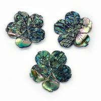 Ormeau coquille pendentifs, coquille d'ormeau, fleur, gravé, DIY, multicolore, 52mm, Vendu par PC