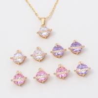 Cubic Zirconia Brass Pendants, gold color plated, micro pave cubic zirconia & for woman 