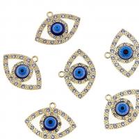 Zinc Alloy Evil Eye Pendant, plated, DIY & enamel & with rhinestone, golden 