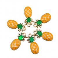 Zinc Alloy Enamel Pendants, Pineapple, plated, DIY, yellow 