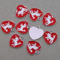 Zinc Alloy Enamel Pendants, Heart, plated, DIY 