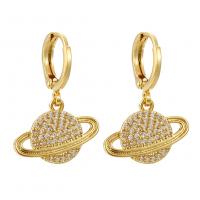 Cubic Zirconia Micro Pave Brass Earring, plated, fashion jewelry & micro pave cubic zirconia, golden 