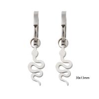 Huggie Hoop Drop Earring, Нержавеющая сталь 304, вакуумное ионное покрытие, Женский, серебряный продается Пара