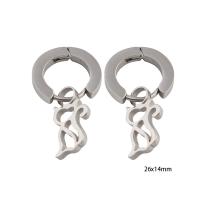 Huggie Hoop Drop Earring, Нержавеющая сталь 304, Кошка, вакуумное ионное покрытие, Женский, серебряный продается Пара