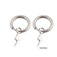 Huggie Hoop Drop Ohrringe, 304 Edelstahl, Leuchtzeichen, Vakuum-Ionen-Beschichtung, für Frau, Silberfarbe, 16x14x2mm, verkauft von Paar