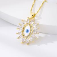 Collier Evil Eye bijoux, laiton, avec perle de plastique, Mauvais œil, Plaqué d'or, bijoux de mode & styles différents pour le choix & pavé de micro zircon & pour femme, Vendu par PC