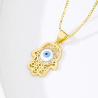 Collier Evil Eye bijoux, laiton, Mal Hamsa yeux, Plaqué d'or, bijoux de mode & styles différents pour le choix & pavé de micro zircon & pour femme & émail, Vendu par PC