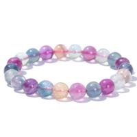 Pulsera de Piedras Preciosas, Fluorita de colores, Esférico, Joyería & para mujer, 8mm, longitud:aproximado 7 Inch, Vendido por UD