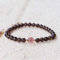 Quartz Bracelets, Smoky Quartz, with Strawberry Quartz, Round, fashion jewelry & Unisex, tan, 6mm Approx 18 cm 