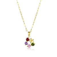 Collier de bijoux de titane, Acier titane, Placage ionique sous vide, bijoux de mode & pavé de micro zircon & pour femme, doré Environ 15.75 pouce, Vendu par brin