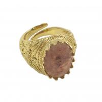 Gemstone Brass Finger Ring, with Natural Stone, gold color plated, fashion jewelry & for woman US Ring 