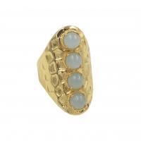 Gemstone Brass Finger Ring, with Natural Stone, gold color plated, fashion jewelry & for woman US Ring 