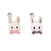 Zinc Alloy Enamel Pendants, Rabbit, plated, DIY 