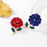 Rhinestone Zinc Alloy Brooch, with enamel, Rose, plated, for woman & with rhinestone 