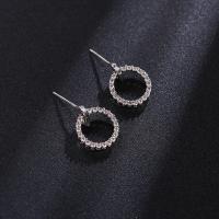 Zinklegierung Ohrstecker, rund, plattiert, Modeschmuck & Micro pave Zirkonia & für Frau & hohl, keine, 13x13mm, verkauft von Paar