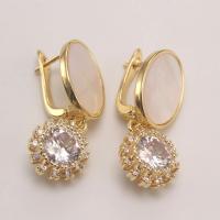 Cubic Zirconia Micro Pave Brass Earring, fashion jewelry & micro pave cubic zirconia & for woman 