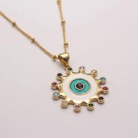 Collier Evil Eye bijoux, laiton, Mauvais œil, bijoux de mode & styles différents pour le choix & pavé de micro zircon, Vendu par PC