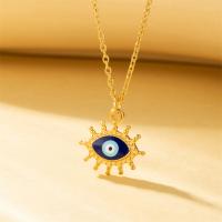 Collier Evil Eye bijoux, Acier titane, avec 1.97inch chaînes de rallonge, bijoux de mode & pour femme & émail, doré Environ 15.75 pouce, Vendu par brin