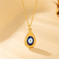 Collier Evil Eye bijoux, Acier titane, avec 1.97inch chaînes de rallonge, bijoux de mode & pour femme & émail, doré Environ 15.75 pouce, Vendu par brin