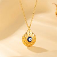 Collier Evil Eye bijoux, Acier titane, avec 1.97inch chaînes de rallonge, bijoux de mode & pour femme & émail, doré Environ 15.75 pouce, Vendu par brin