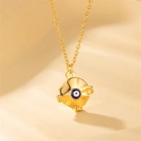 Collier Evil Eye bijoux, Acier titane, avec 1.97inch chaînes de rallonge, bijoux de mode & pour femme & émail, doré Environ 15.75 pouce, Vendu par brin