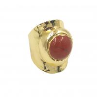 Gemstone Brass Finger Ring, with Natural Stone, gold color plated, fashion jewelry & for woman US Ring 