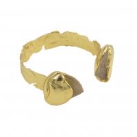 Messing Manschette Armband, mit Natürliche Haifisch-Zähne, goldfarben plattiert, Modeschmuck & für Frau, 20-25x23-27mm, Innendurchmesser:ca. 58mm, verkauft von PC