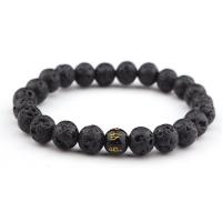 Lava Bead Bracelet, Unisex, black, 8mm Approx 20 cm 