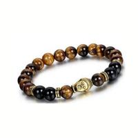 Gemstone Bracelets, Tiger Eye, with turquoise & Lava & Zinc Alloy & Unisex 8mm Approx 20 cm 