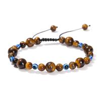 Pulseras de piedra del ojo del tigre, Ojo de tigre, con Cristal de murano, ojo de malvado, Estilo bohemio & diferentes estilos para la opción & para mujer, 4-8mm, longitud:aproximado 7-11 Inch, Vendido por UD