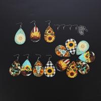 Wood Earring, деревянный, Каплевидная форма, принт, Винтаж & ювелирные изделия моды & различные модели для выбора & Женский, Много цветов для выбора Приблизительно 100ПК/сумка, продается сумка