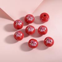 Printing Wood Beads, Hemu Beads, Round, DIY 16mm, Approx 