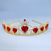 Tiaras nupciales, metal, con diamantes de imitación, Corona, chapado en color dorado, Joyería & para mujer, color mixto, 130mm, Vendido por UD